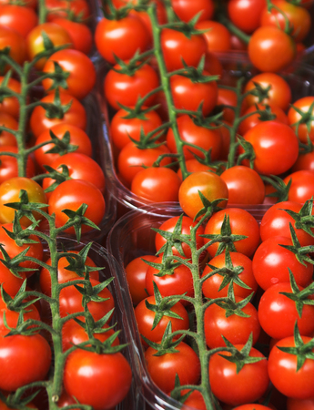 Tomatoes in a street market, diet foodの写真素材