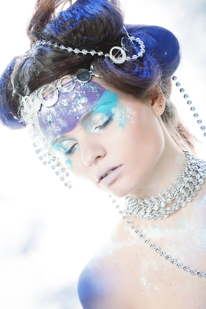 Holiday Make-up. Beautiful Woman's Faceの写真素材