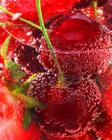 cherry in waterの写真素材