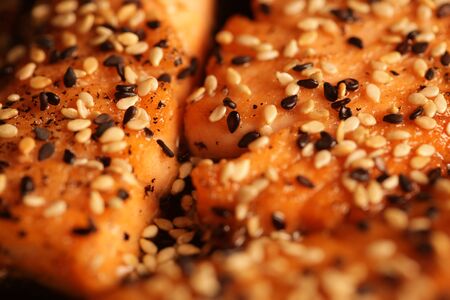 Grilled Salmon with fresh saladの写真素材