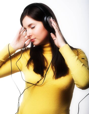 woman listening musicの写真素材