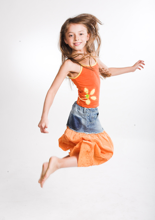 little girl over white backgroundの写真素材