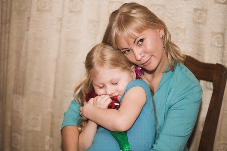 happy family at homeの写真素材