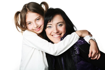 Happy family over white backgroundの写真素材