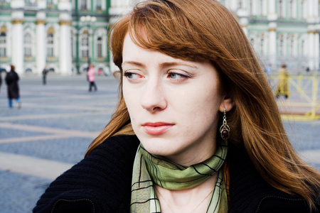 beautiful redhead womanの写真素材