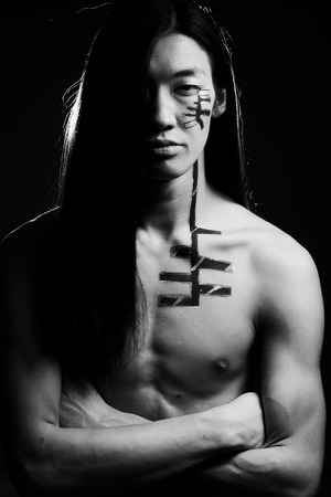 asian man with long hairの写真素材