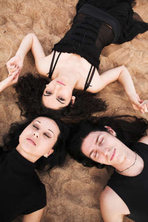 Laying on the sandの写真素材