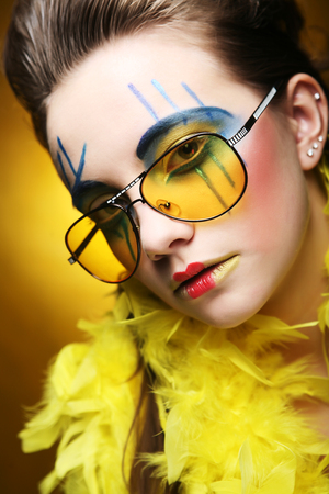 Crazy girl with bright make upの写真素材