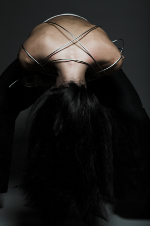 man with steel wireの写真素材