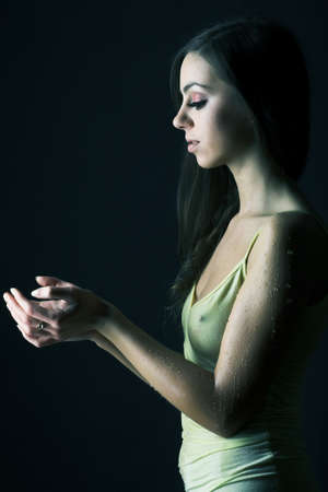 young fashion model over black backgroundの写真素材