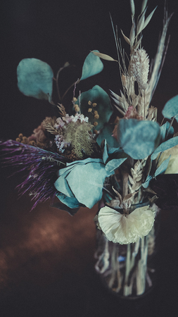 bouquet of dried flowers close-upの写真素材