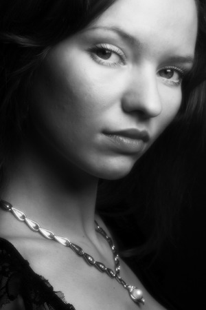 Portrait of sexy mysterious womanの写真素材