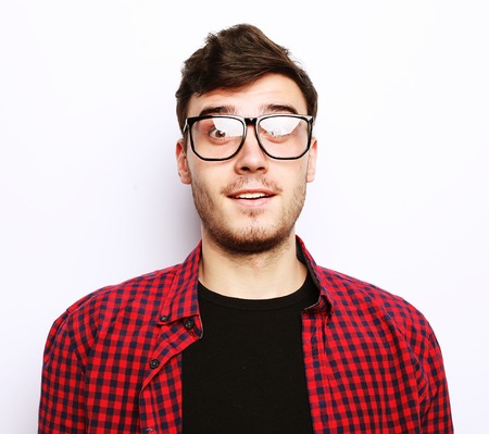 beautiful young man wearing glassesの写真素材