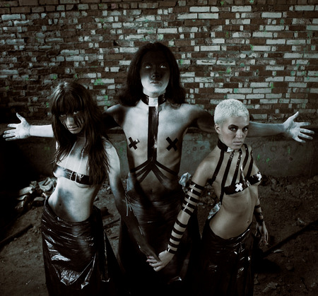 group of people with agressive face-artの写真素材