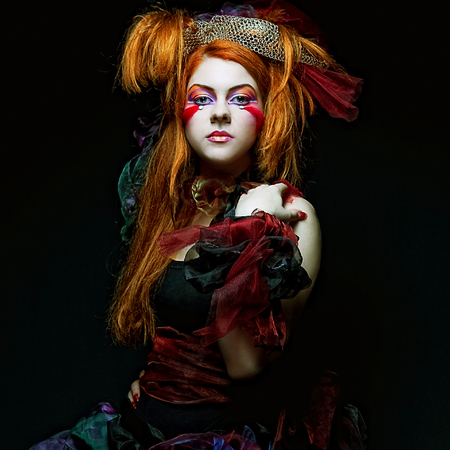 Fashion shot of woman in doll styleの写真素材