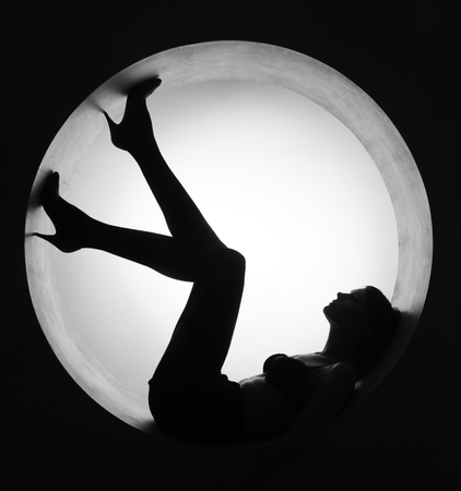 beautiful woman in circleの写真素材