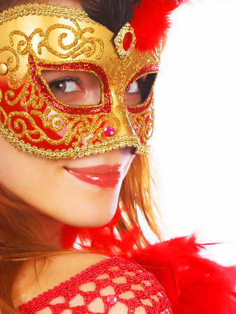 beautiful woman with maskの写真素材