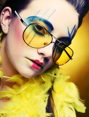 crazy girl close upの写真素材