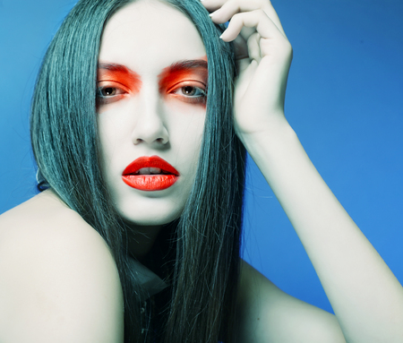 beautiful woman with bright make upの写真素材