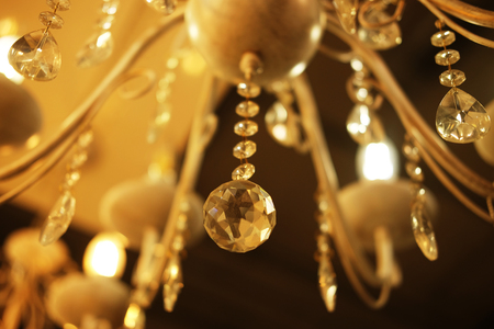 ceiling lamps, chandeliers in the store close up pictureの写真素材