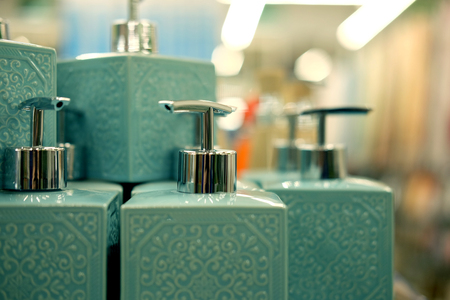 bottles for soap in the store, close up pictureの写真素材