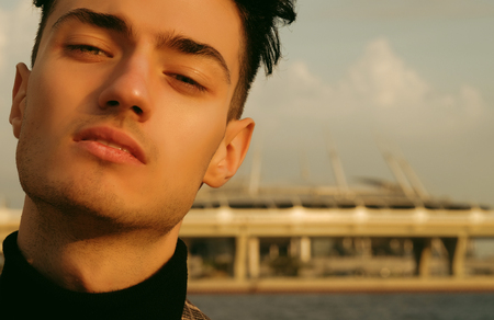 close-up handsome man portraitの写真素材