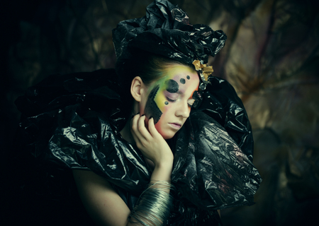 Dark Beautiful Gothic Princess.Halloween party concept.の写真素材