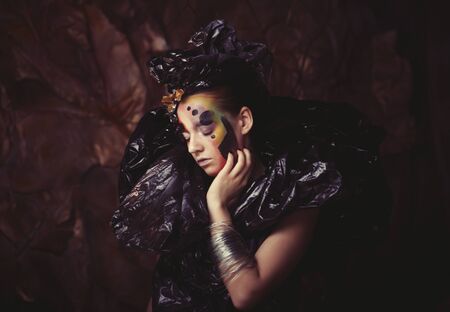 Dark Beautiful Gothic Princess, young woman, Halloween party.の写真素材