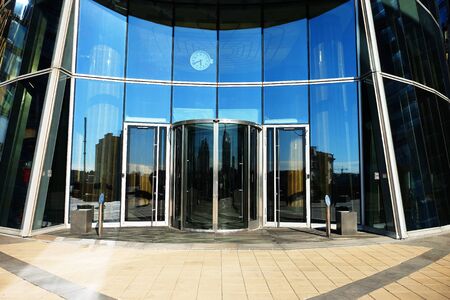 modern business center with big glass wnindows