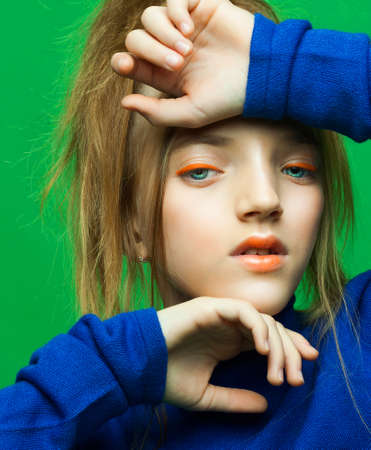 Portrait little fashion kid. Childrens fashion concept.