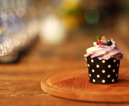 Cupcake with fresh berries, homemade cakesの写真素材