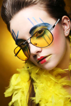 crazy girl with bright make upの写真素材