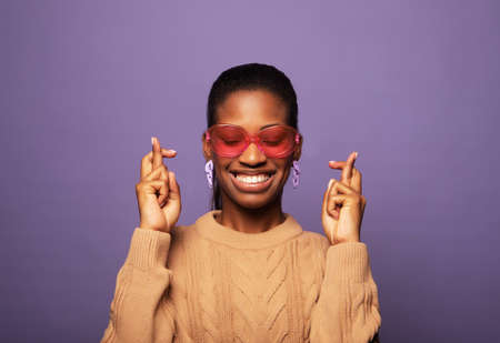 Lifestyle, emotion and people concept: Joyful hopeful and charismatic optimistic african-american...