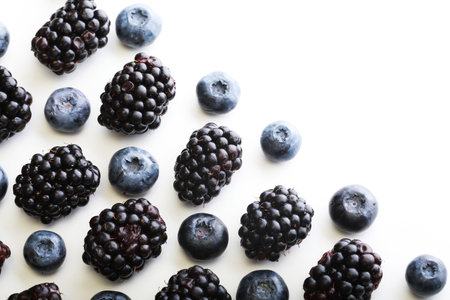 Mix berries pattern over white background, close upの写真素材