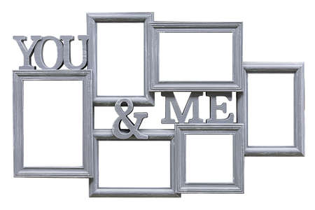 Six gray frames for inserting pictures. Mockup. Isolated. Isolate on white background