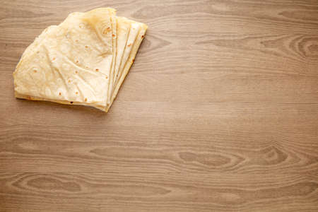 Pita bread on wooden background. Pita bread. National cuisine.の写真素材
