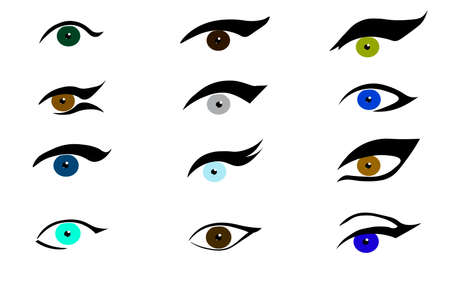 Set of various eyes and eyelinesのイラスト素材