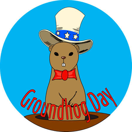Cute groundhog in the hatのイラスト素材