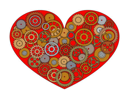 beautiful red steampunk heartのイラスト素材