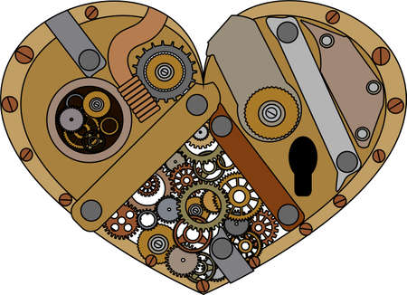 Steampunk heart with a lot of gearsのイラスト素材