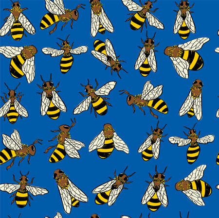 blue bee patternのイラスト素材