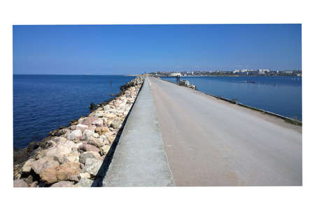 The road on the southern breakwater in Sevastopol, the Crimeaの写真素材