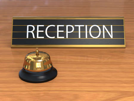 Service bell with reception plate の写真素材