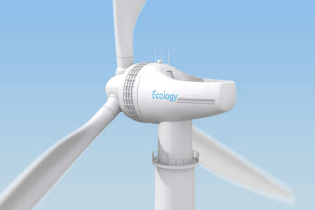 3D rendering wind turbine in rear angleの写真素材