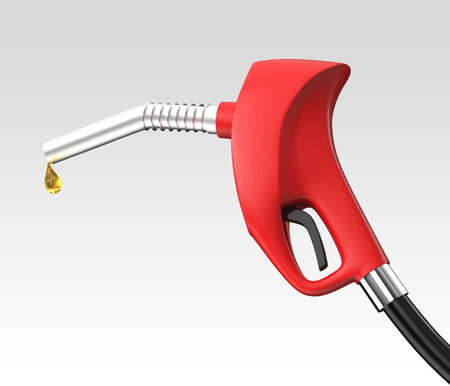 Close up of red gas nozzle with clipping pathの写真素材