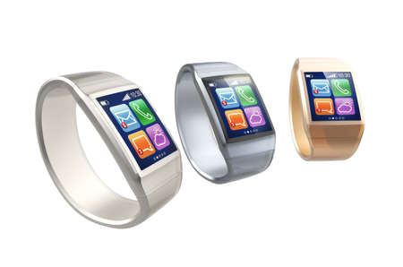 Smart watches isolated on white の写真素材