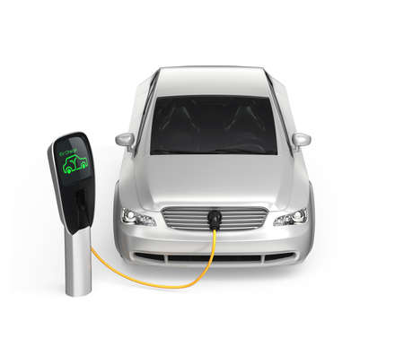 Electric car at charging station  Zero emission conceptの写真素材