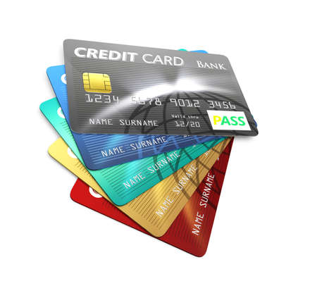 Stack of Credit card isolated on white background