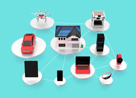 Concept of smart energy saving product ecosystem. Clipping path available.の写真素材