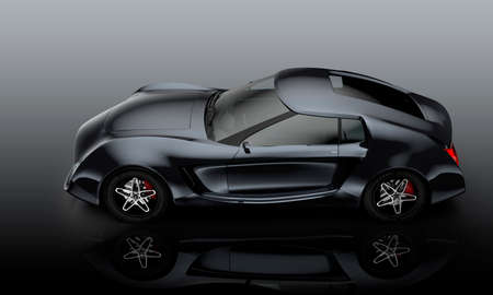 Metallic gray sports car isolated on gray background